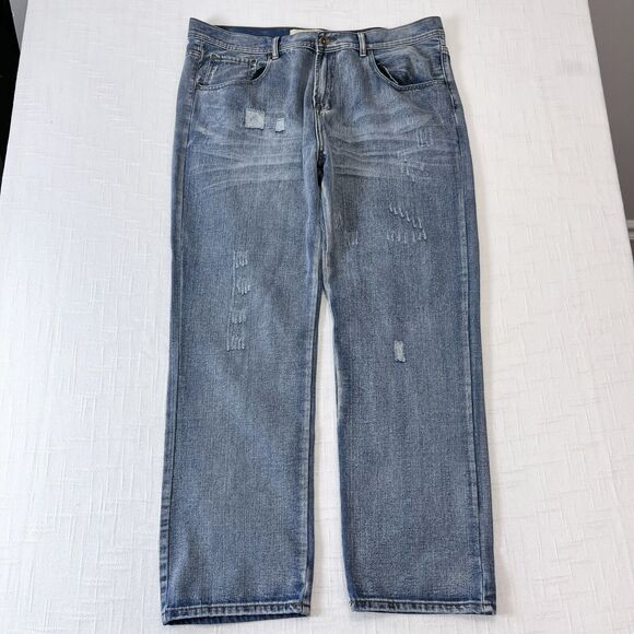 Y2K Agile Jeans Mens 42x33* Loose Baggy Cyber Grunge Skater Vintage Faded Blue - Picture 1 of 12